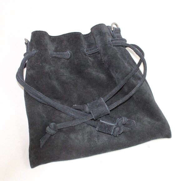 Free People Billie True Black Suede Drawstring Cross Body Slouchy Medicine Style - Picture 2 of 10